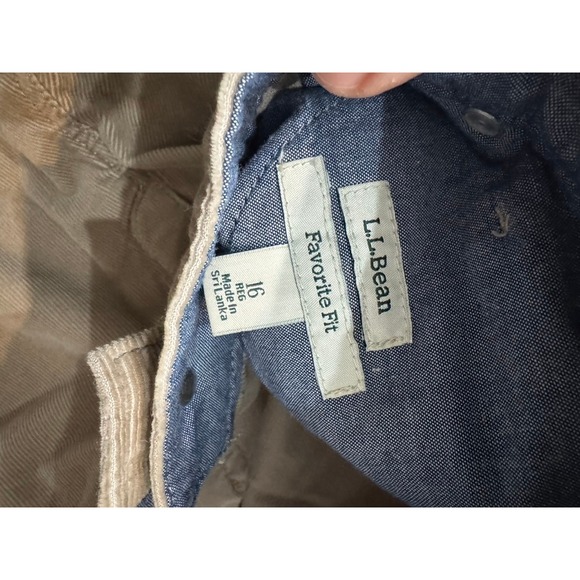 LL Bean Favorite Fit Corduroy Pants Womens 16 Regular Tan Khaki Straight Leg - Picture 3 of 9